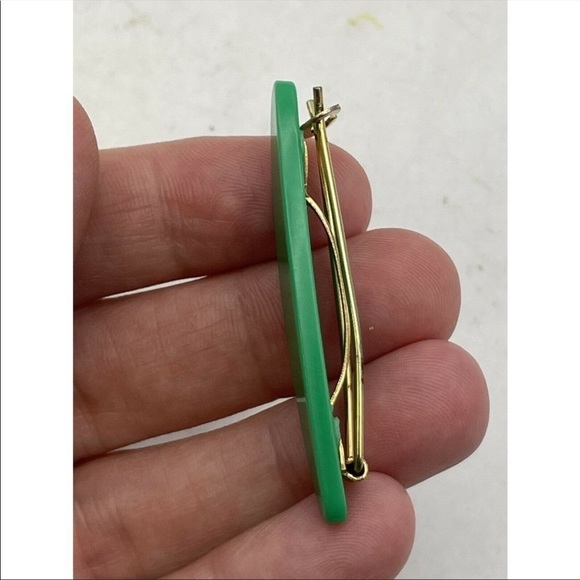 Vintage Hair Barrettes Clips Kelly Green 50s 70s 80s Retro - Picture 4 of 8